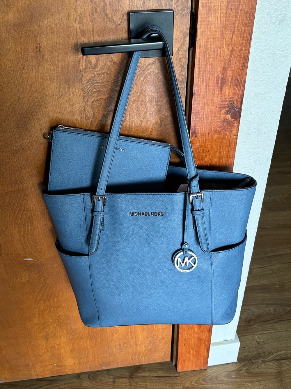 Michael Kors Blue Saffiano Tote with Matching Wristlet